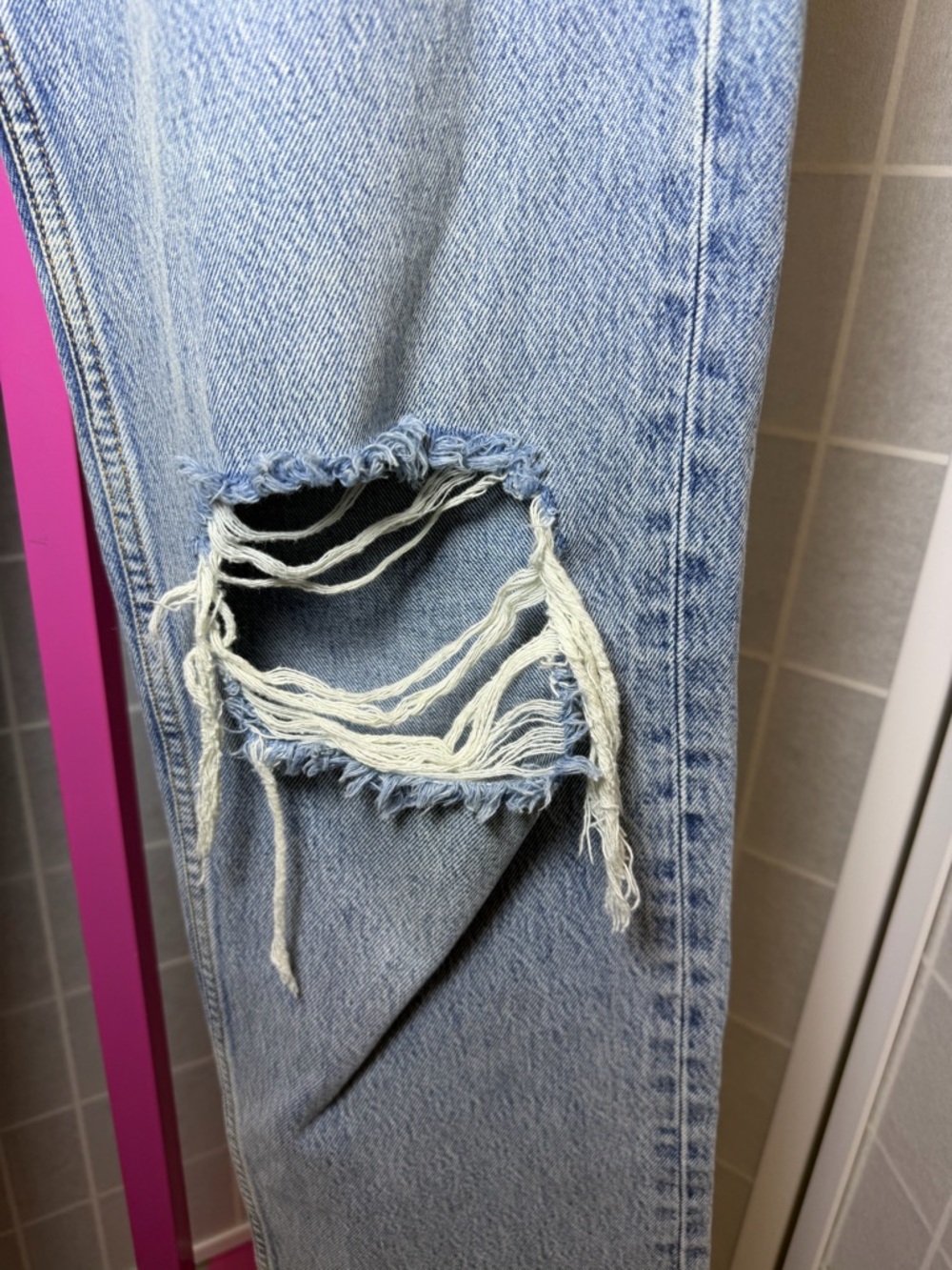Anine Bing Light Blue Ripped woman’s Straight Jeans - Picture 4 of 7